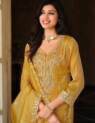 Women Ethnic Motifs Embroidered Regular Thread Work Kurta with Trousers & With Dupatta 1