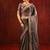 Earthy brown foil printed tissue saree set