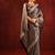 Earthy brown foil printed tissue saree set