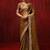Dark olive green foil printed tissue saree set