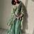 Sea green fendi silk blend embroidered palazzo suit
