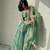 Sea green fendi silk blend embroidered palazzo suit
