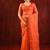 Bright orange embroidered organza saree set
