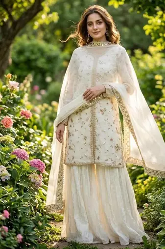 Off white fendi silk blend embroidered palazzo suit