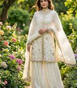 Off white fendi silk blend embroidered palazzo suit