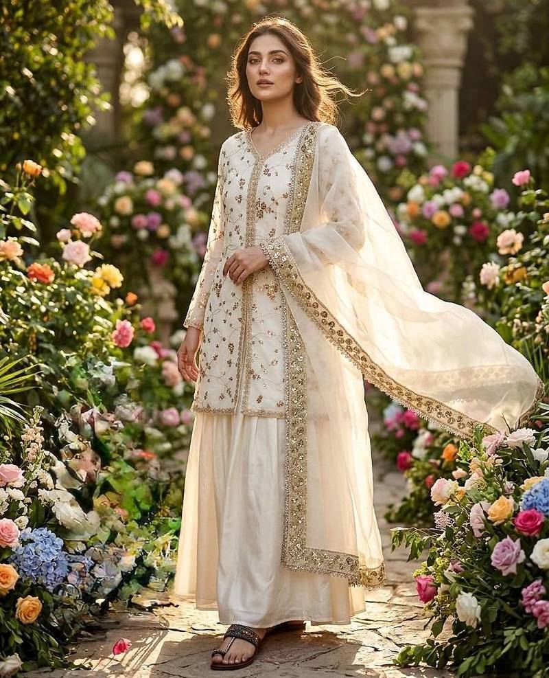 Off white fendi silk blend embroidered palazzo suit