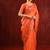 Bright orange embroidered organza saree set