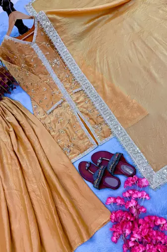 Mustard yellow fendi silk blend embroidered palazzo suit