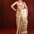 Champagne gold yellow embroidered tissue saree set