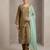 Olive mustard embroidered glass roman suit set