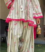 Pearl grey digital print farshi suit