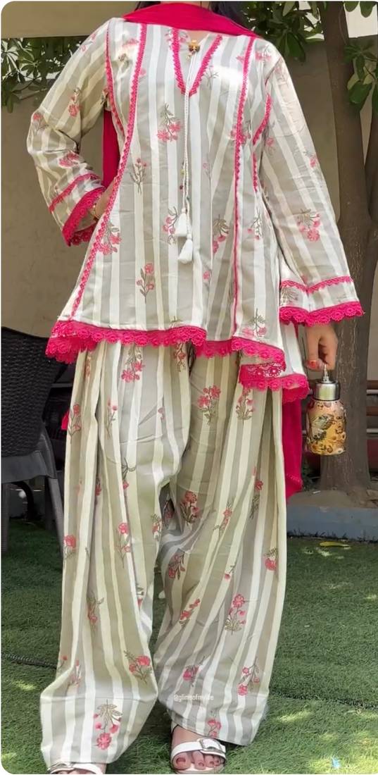 Pearl grey digital print farshi suit