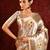 Champagne gold yellow embroidered tissue saree set