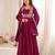 Rani pink roman silk chanderi anarkali gown set with jacket