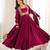 Rani pink roman silk chanderi anarkali gown set with jacket