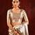 Champagne gold purple embroidered tissue saree set