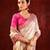Light gold pink embroidered tissue saree set