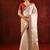 Light gold red embroidered tissue saree set
