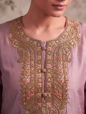 Pink simar silk blend farshi suit set 3