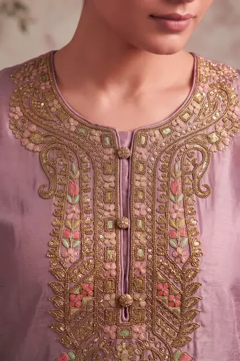 Pink simar silk blend farshi suit set
