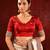 Light gold red embroidered tissue saree set