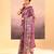 Deep purple embroidered tissue saree set
