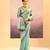 Sea green embroidered tissue saree set