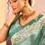 Sea green embroidered tissue saree set