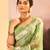 Lime green embroidered tissue saree set