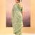 Pista green embroidered tissue saree set