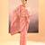 Peach pink embroidered tissue saree set