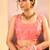 Peach pink embroidered tissue saree set