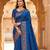 Teal soft banarasi silk saree with zari weaving  design with running blouse