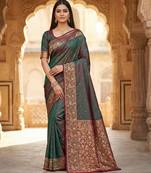 Grey  soft banarasi silk saree with zari weaving  design with running blouse