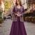 purple chinon free size stitched 3 piece suit with dori embroidery work