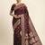 Coffee soft banarasi silk saree with zari weaving  design with running blouse