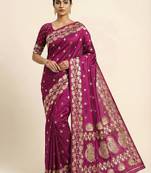 Pink  soft banarasi silk saree with zari weaving  design with running blouse