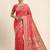 Peach  soft banarasi silk saree with zari weaving  design with running blouse