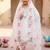 White natural crepe embroidery sequence work girls kids dress set