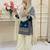 Blue fendi silk embroidery cording sequence work for girls kids dress set