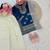 Blue fendi silk embroidery cording sequence work for girls kids dress set