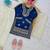 Blue fendi silk embroidery cording sequence work for girls kids dress set