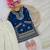 Blue fendi silk embroidery cording sequence work for girls kids dress set