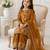 Mustard fendi silk rich embroidery with elegant sequence work for girls kids dress set