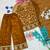 Mustard fendi silk rich embroidery with elegant sequence work for girls kids dress set