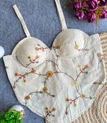 Off white khadi cotton blend embroidered co-ord style blouse