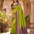 Parrot green soft and smooth silk blend saree in patola style with detailed zari work