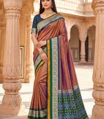 Onion pink soft and smooth silk blend saree in patola style with detailed zari work