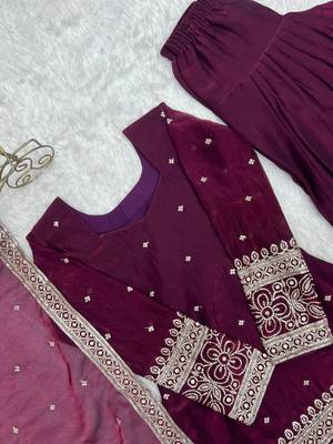 Wine fendy silk blend farshi suit set 4