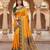Yellow faux banarasi silk saree with paithani rich weaved pallu and blouse